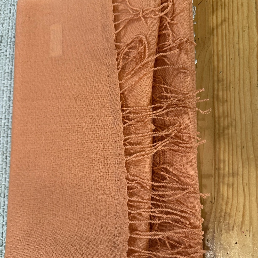 Salmon color 100% wool Fringed Scarf perfect soft accessory to any wardrobe